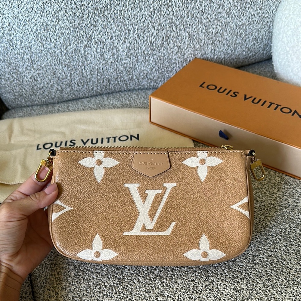 Louis Vuitton Tan and White Monogram Small Pochette